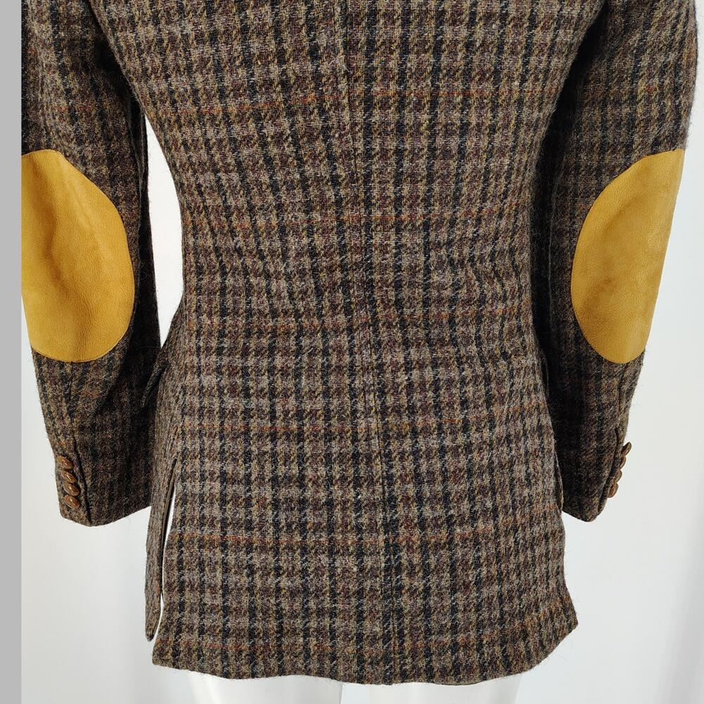 Vintage Polo Ralph Lauren Wool Tweed Blazer Suede Elbow Patch 16 Fits like XS/S - Picture 14 of 16